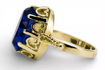 Žiedas Sapyras 14k geltono aukso Vintage vrc134y